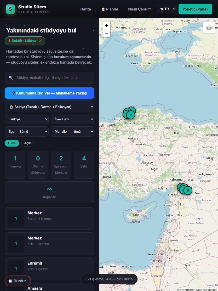 Studio Sitem tablet görünümü